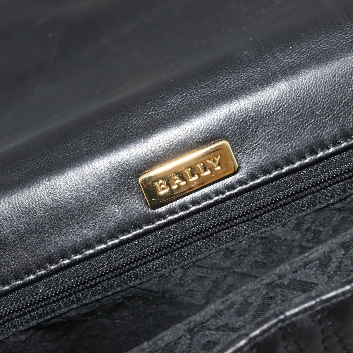 BALLY Shoulder Bag Leather Black Gold Auth 188596A
