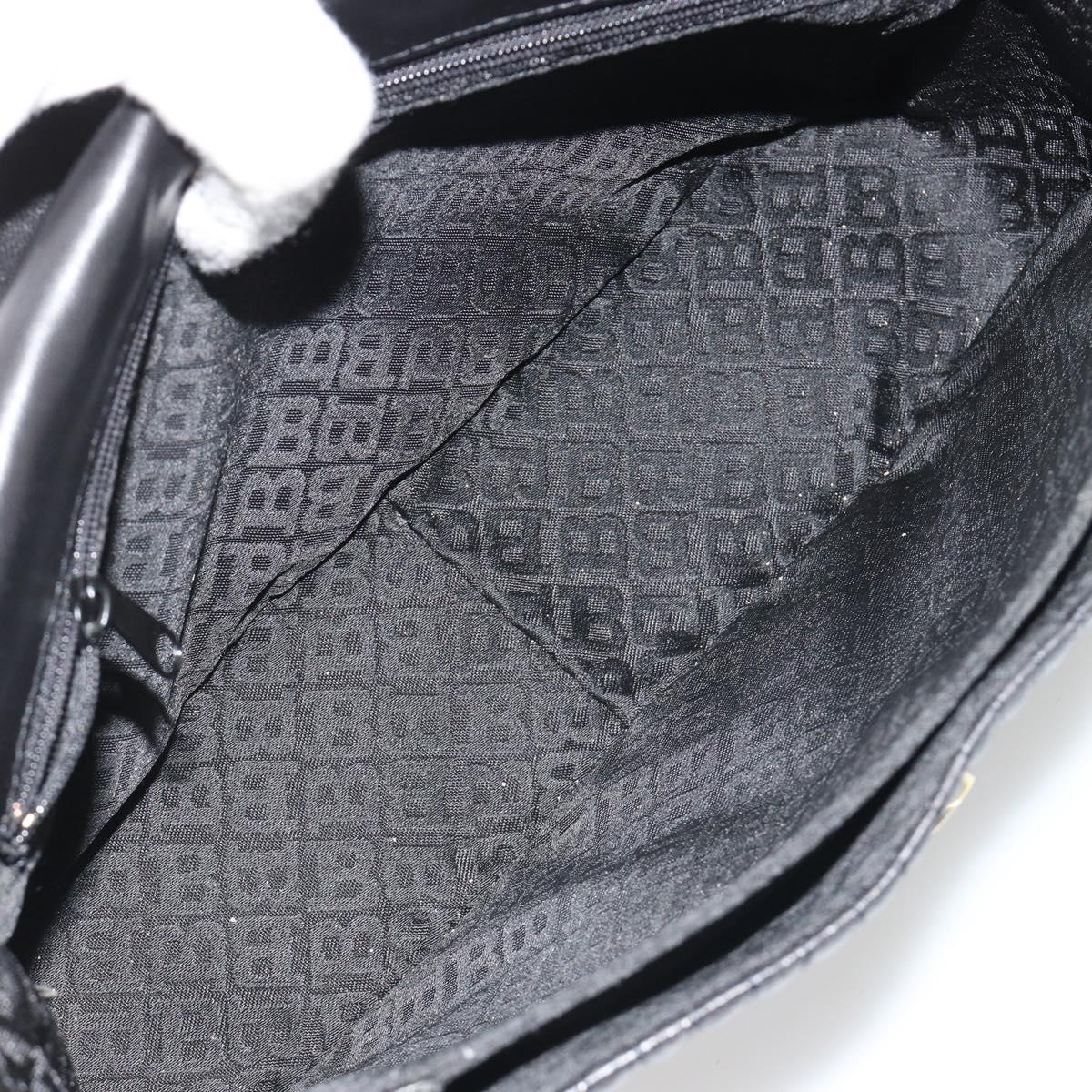 BALLY Shoulder Bag Leather Black Gold Auth 188596A