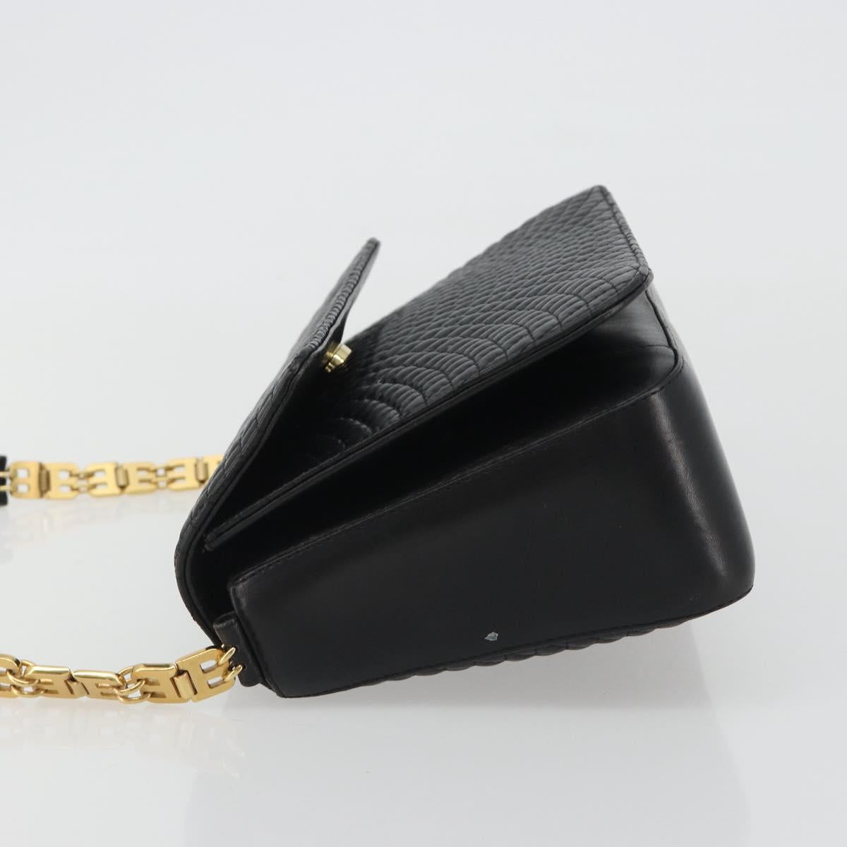 BALLY Shoulder Bag Leather Black Gold Auth 188596A