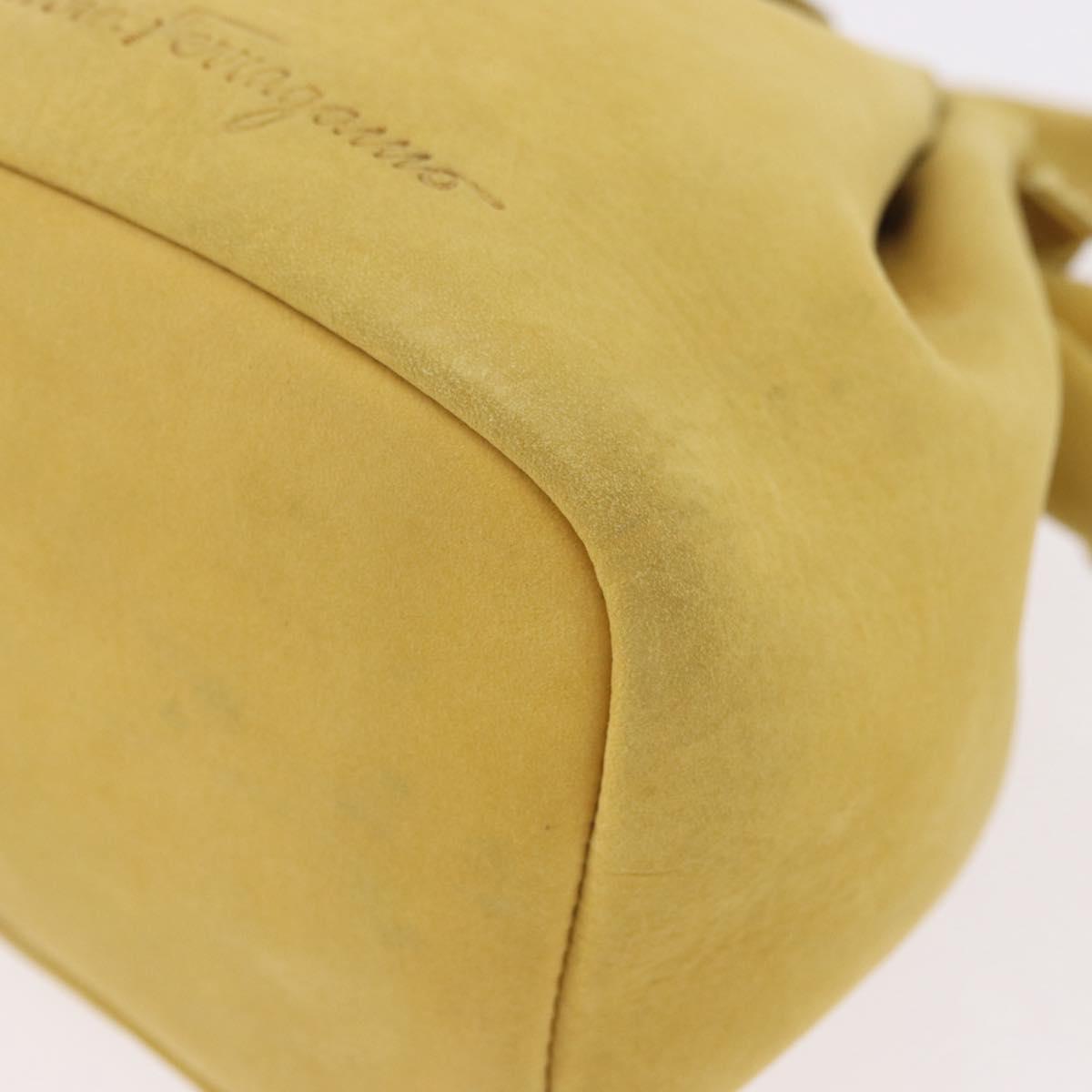 Salvatore Ferragamo Purse Hand Bag Suede Yellow Auth 188597