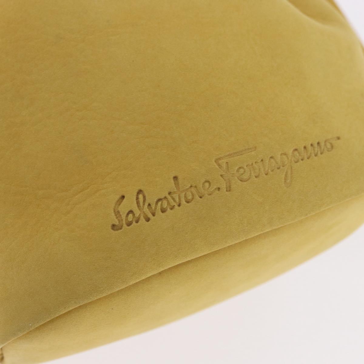 Salvatore Ferragamo Purse Hand Bag Suede Yellow Auth 188597