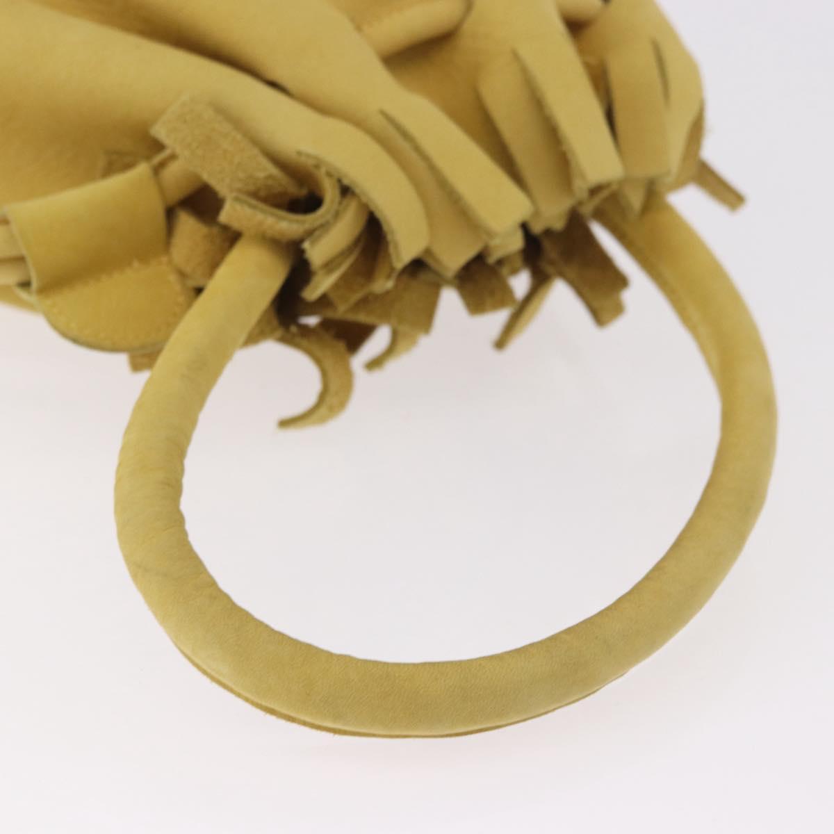 Salvatore Ferragamo Purse Hand Bag Suede Yellow Auth 188597