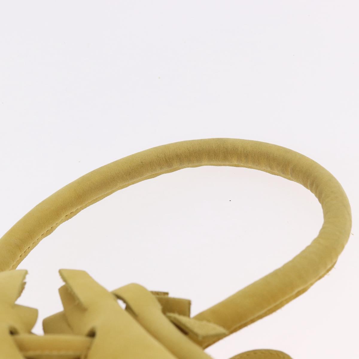 Salvatore Ferragamo Purse Hand Bag Suede Yellow Auth 188597