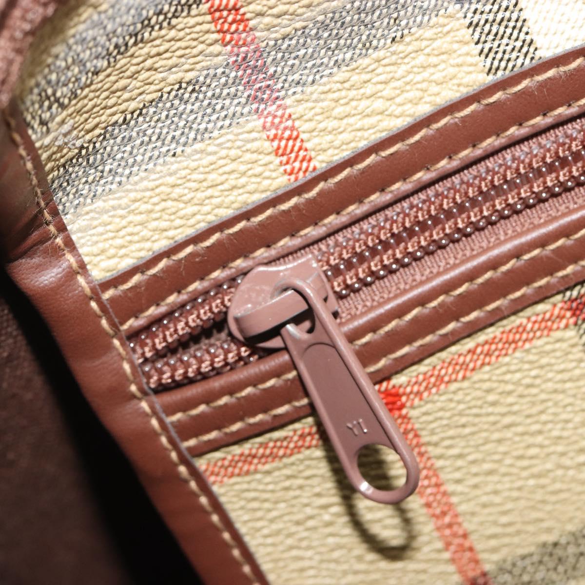 Burberrys Nova Check Boston Bag PVC Beige Gold Auth 188601