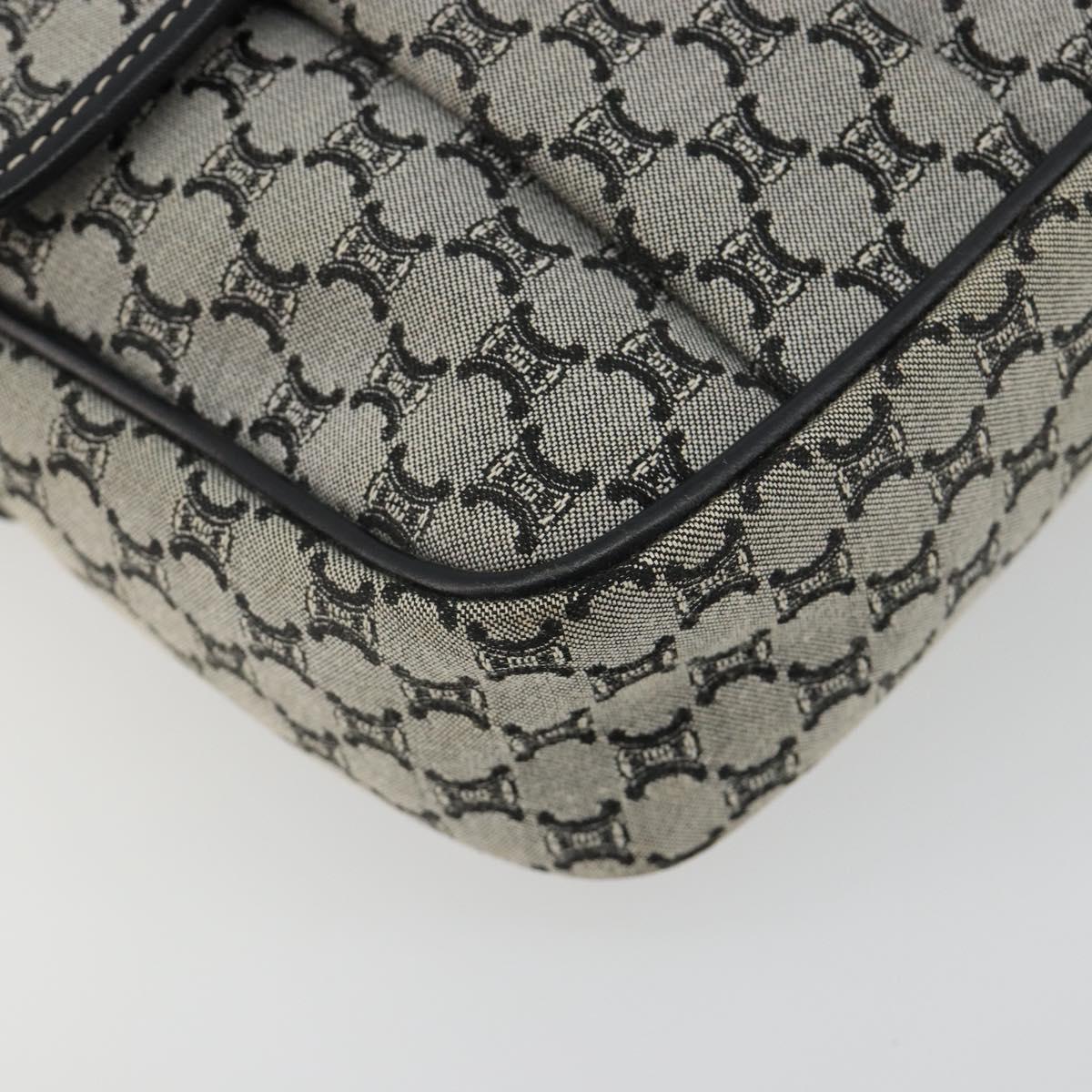 CELINE Macadam Canvas Shoulder Bag Navy Silver Auth 188605A