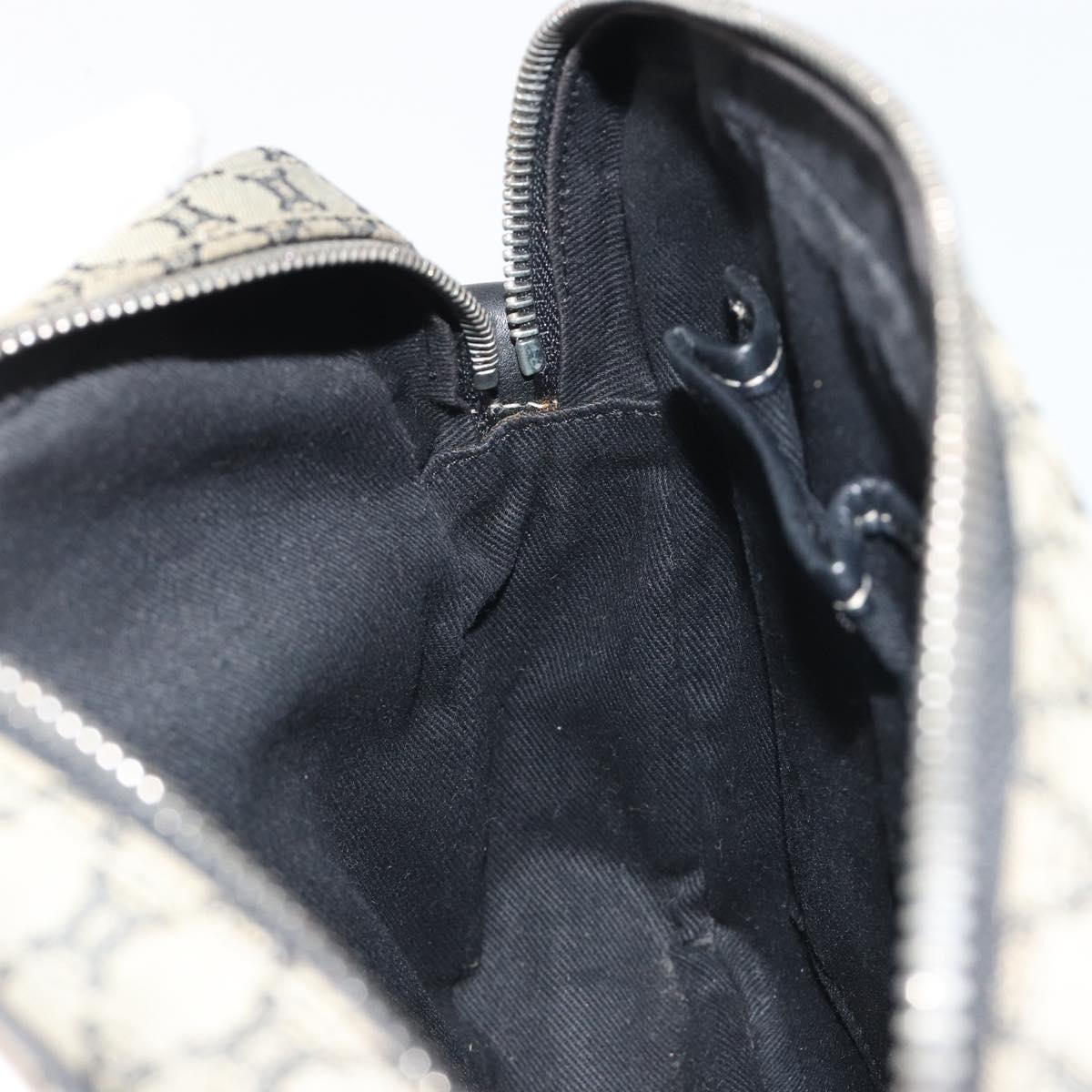CELINE Macadam Canvas Shoulder Bag Navy Silver Auth 188605A