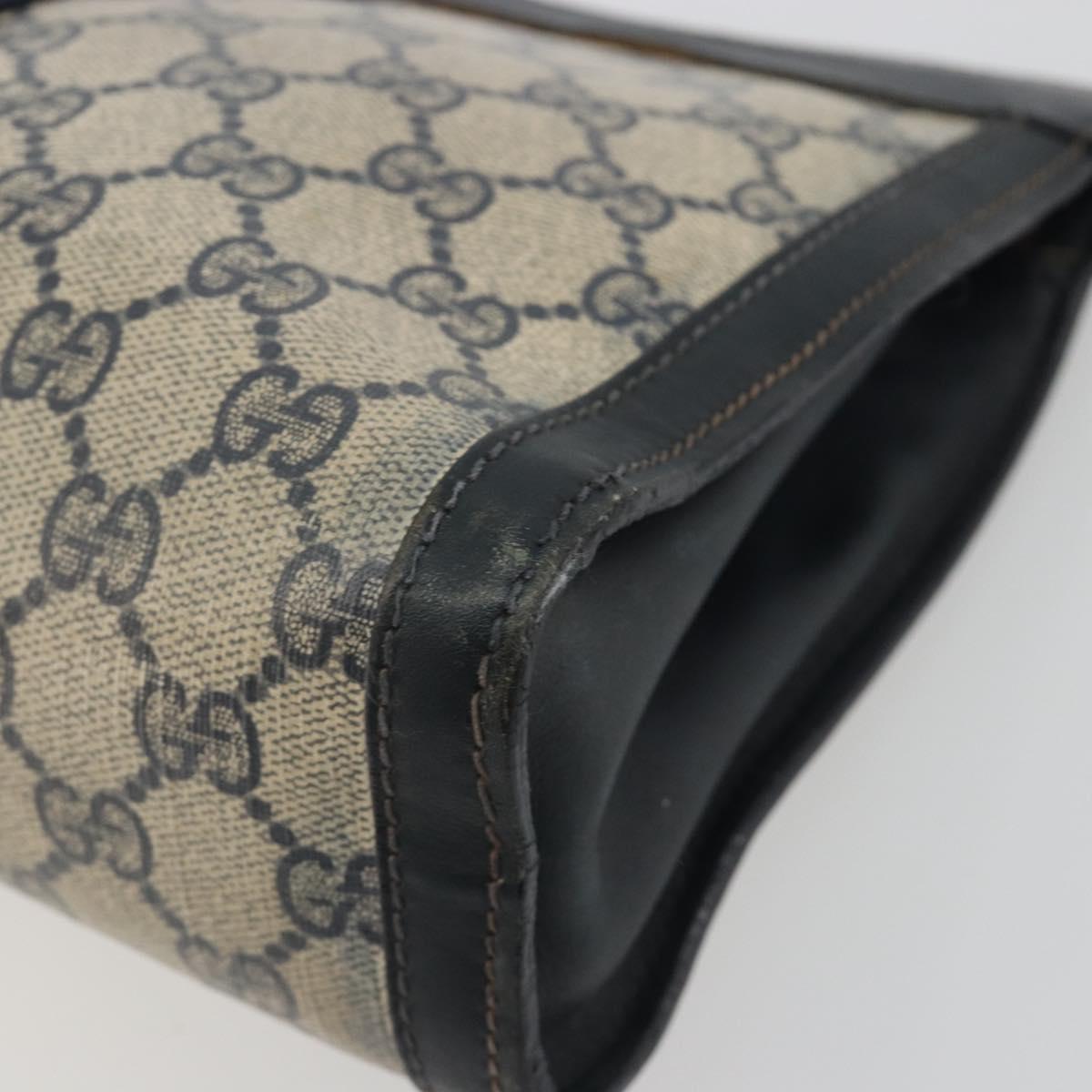 GUCCI GG Supreme Sherry Line Clutch Bag PVC Navy 014 2125 28 41 Auth 188606