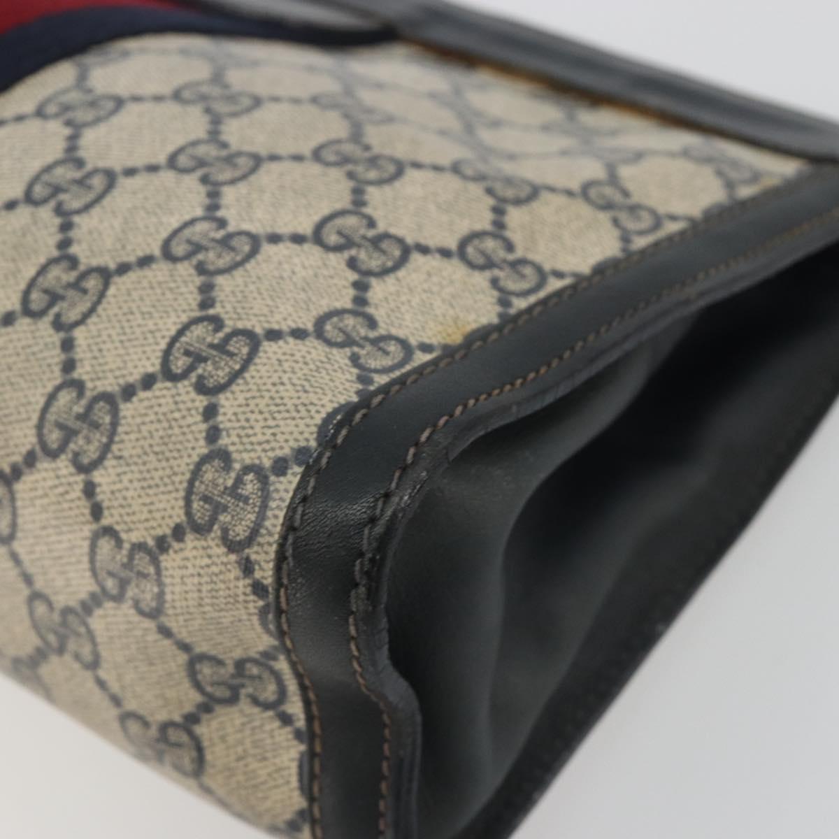 GUCCI GG Supreme Sherry Line Clutch Bag PVC Navy 014 2125 28 41 Auth 188606