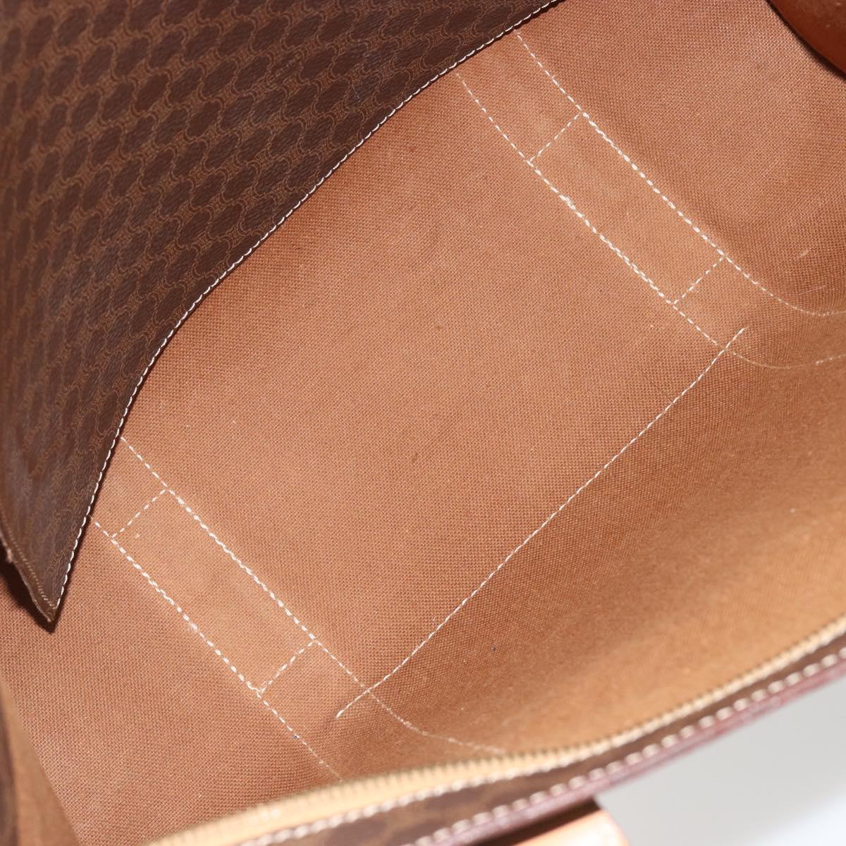 CELINE Macadam Canvas Tote Bag PVC Leather Brown Gold Auth 188607A