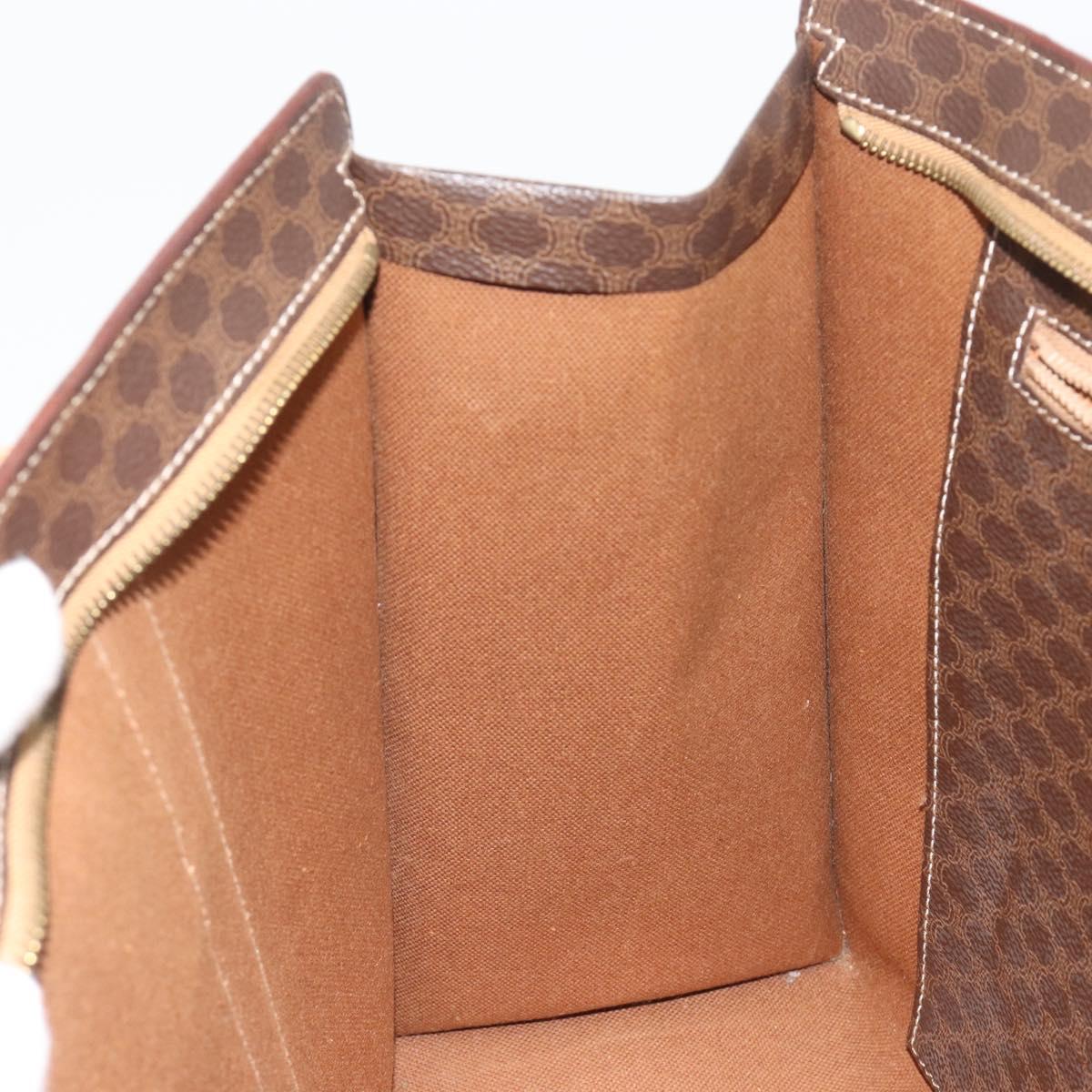 CELINE Macadam Canvas Tote Bag PVC Leather Brown Gold Auth 188607A