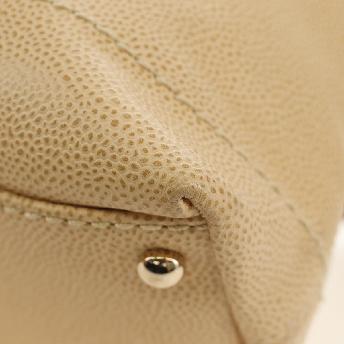 CHANEL Shoulder Bag Caviar Skin Beige Gold CC Auth 188609SAV