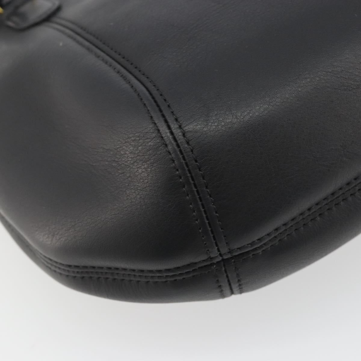 Coach Tote Bag Leather Black Gold Auth 188610A