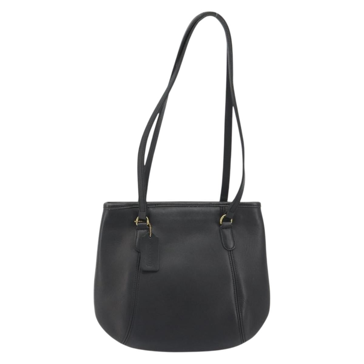 Coach Tote Bag Leather Black Gold Auth 188610A