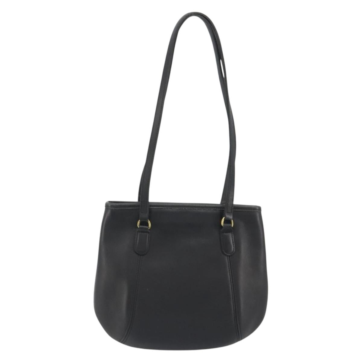 Coach Tote Bag Leather Black Gold Auth 188610A
