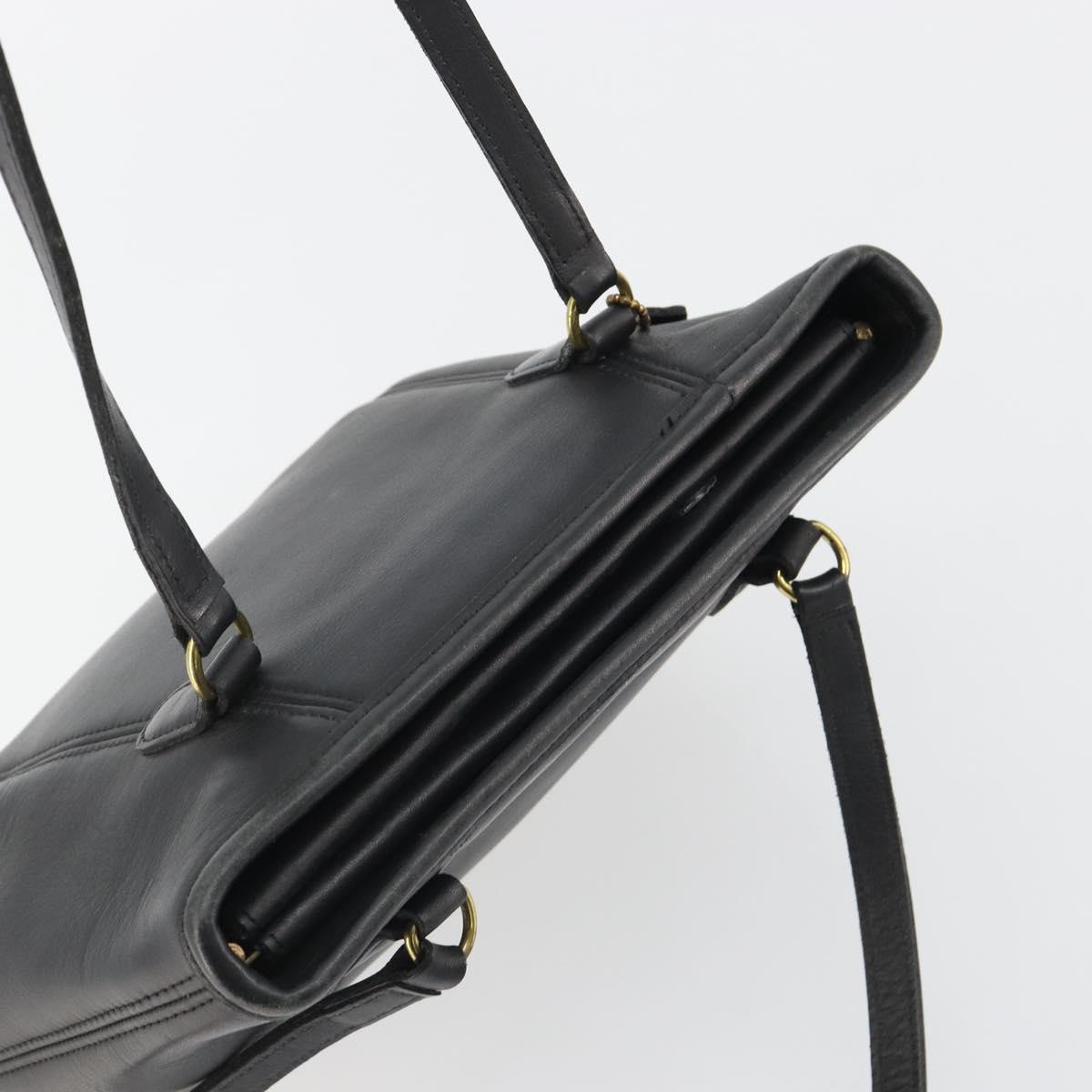 Coach Tote Bag Leather Black Gold Auth 188610A