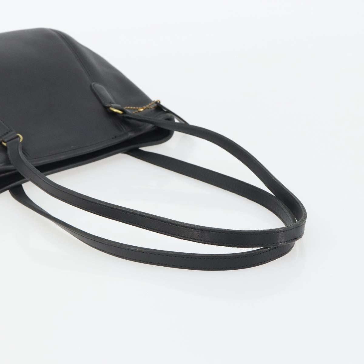 Coach Tote Bag Leather Black Gold Auth 188610A