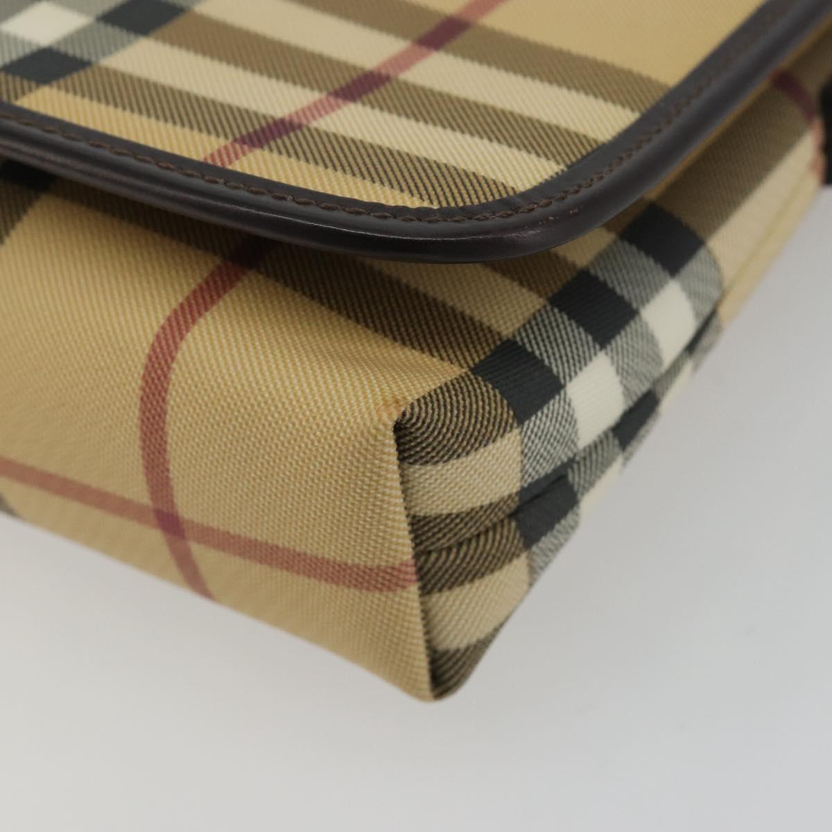 BURBERRY Nova Check Shoulder Bag PVC Beige Auth 188612A