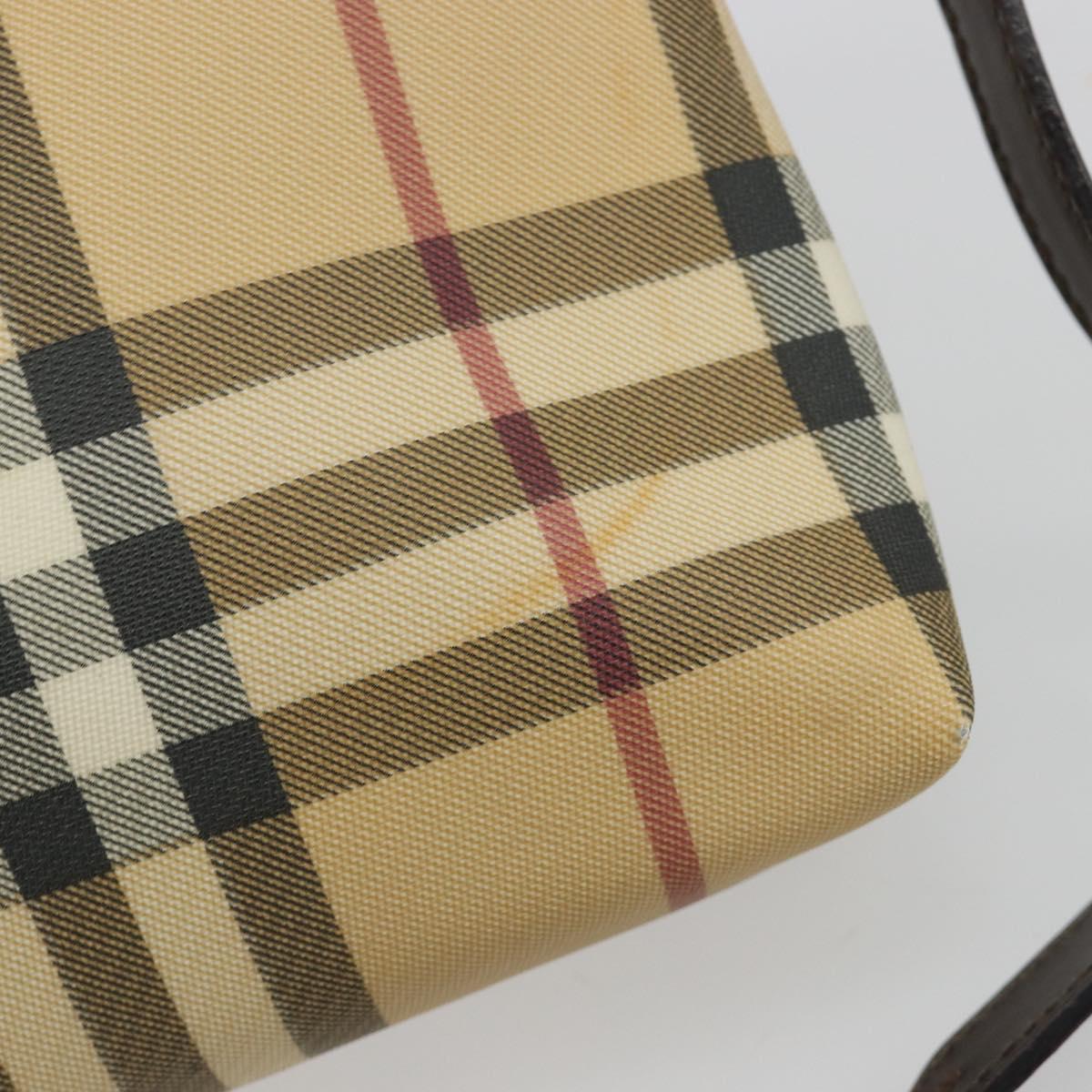 BURBERRY Nova Check Shoulder Bag PVC Beige Auth 188612A
