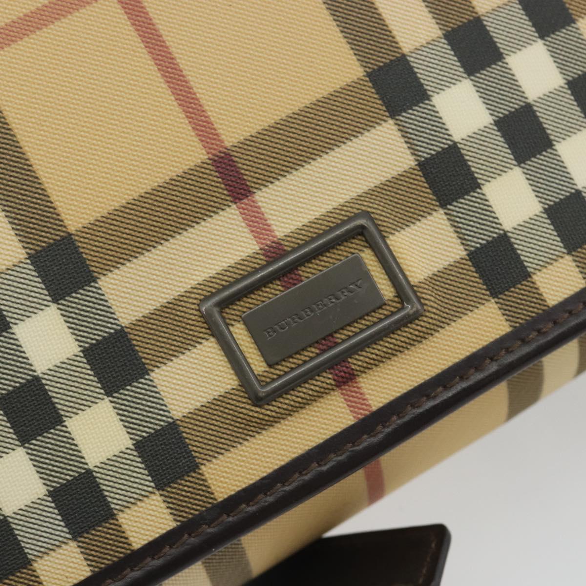 BURBERRY Nova Check Shoulder Bag PVC Beige Auth 188612A