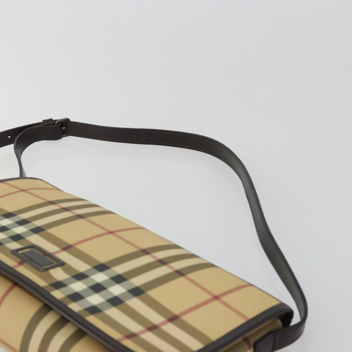 BURBERRY Nova Check Shoulder Bag PVC Beige Auth 188612A