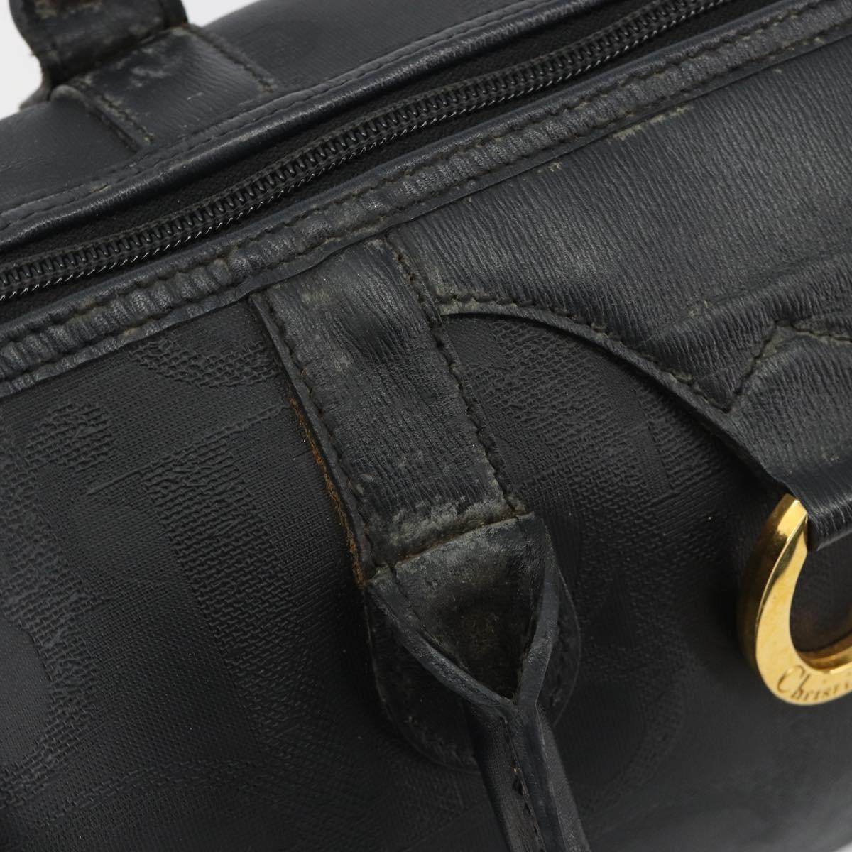 Christian Dior Trotter Canvas Hand Bag PVC Navy Gold Auth 188617