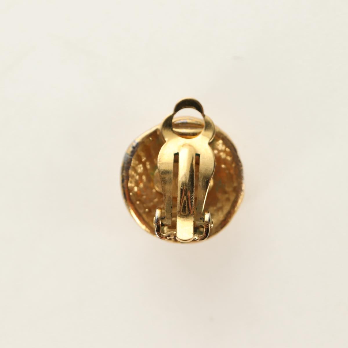 CHANEL COCO Mark Earring Metal Gold Tone CC Auth 188624M