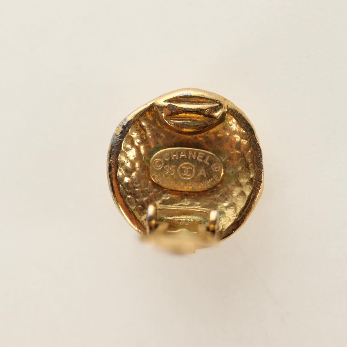 CHANEL COCO Mark Earring Metal Gold Tone CC Auth 188624M