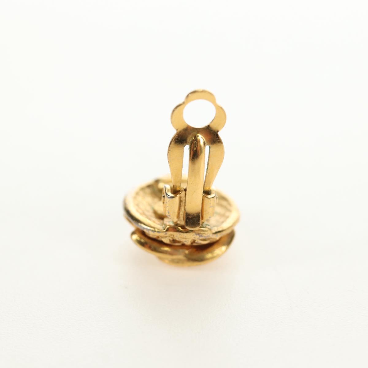 CHANEL COCO Mark Earring Metal Gold Tone CC Auth 188624M