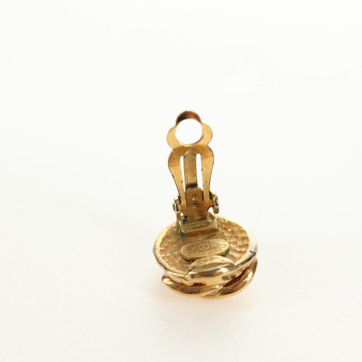 CHANEL COCO Mark Earring Metal Gold Tone CC Auth 188624M