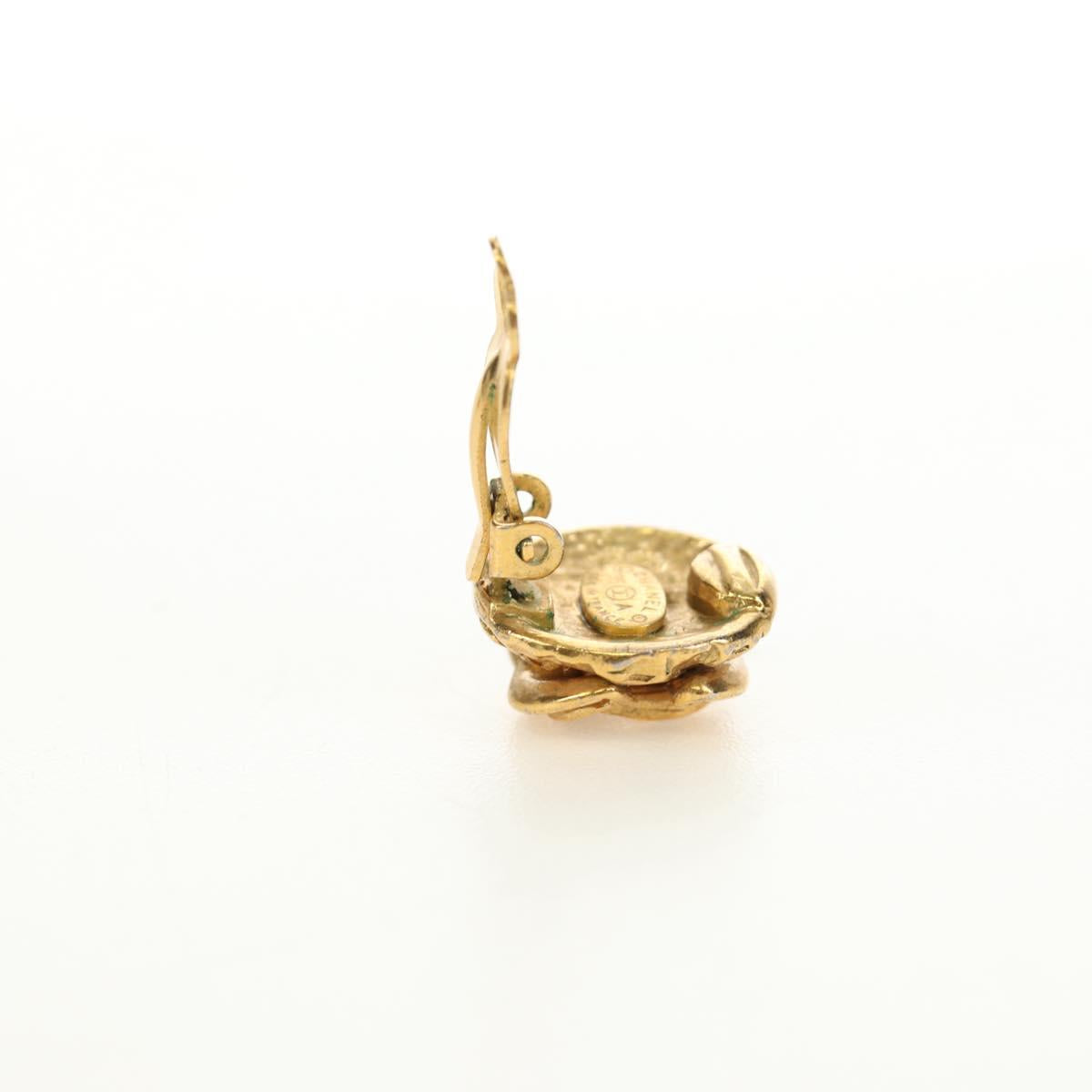 CHANEL COCO Mark Earring Metal Gold Tone CC Auth 188624M