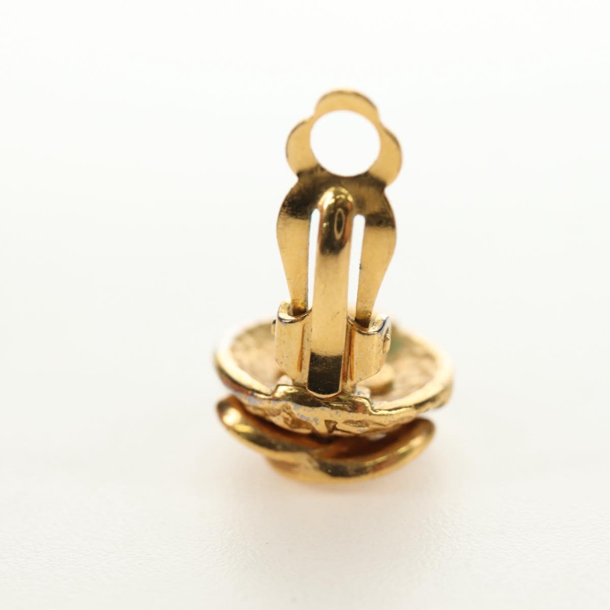 CHANEL COCO Mark Earring Metal Gold Tone CC Auth 188624M