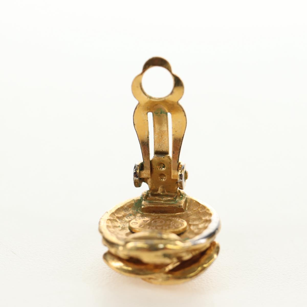 CHANEL COCO Mark Earring Metal Gold Tone CC Auth 188624M