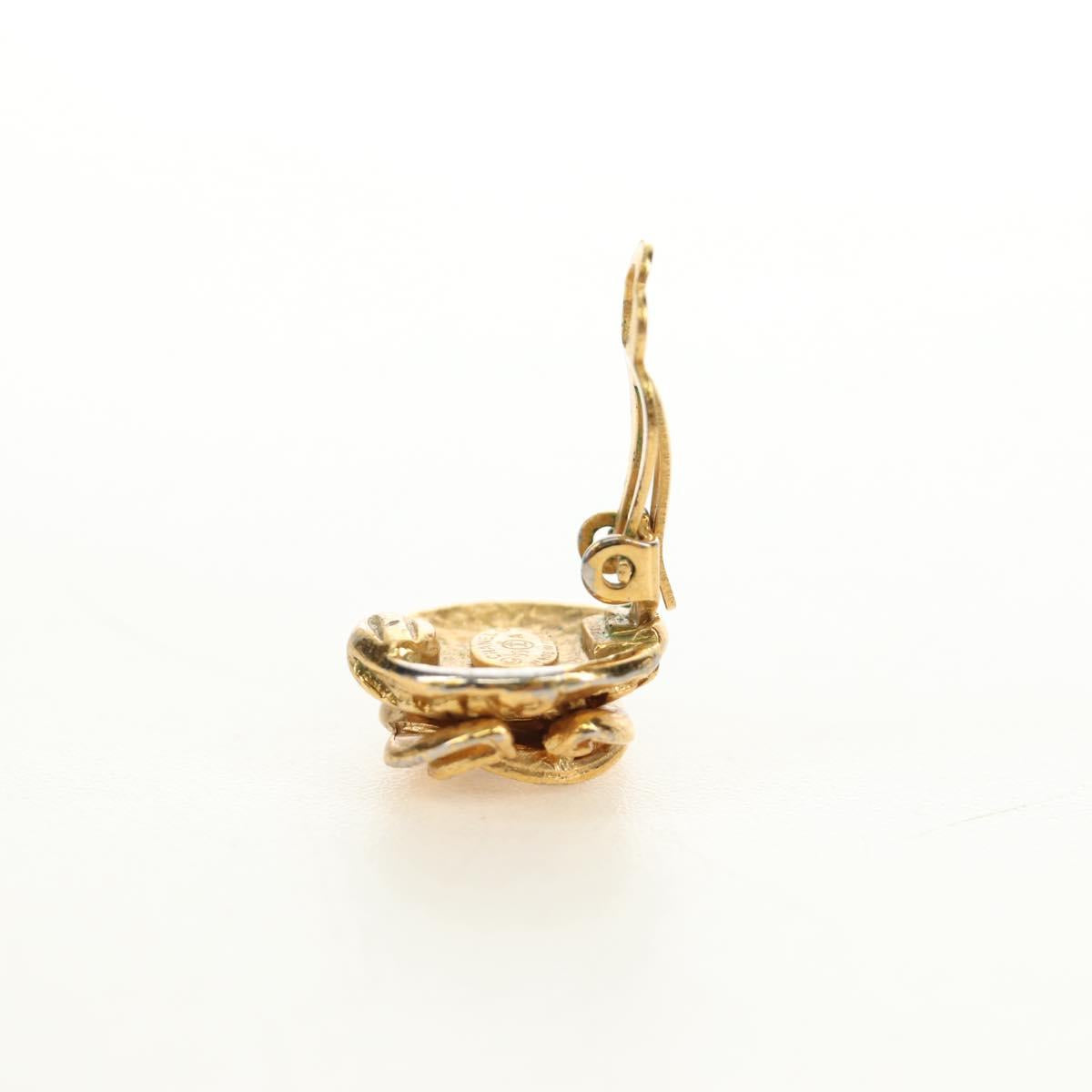 CHANEL COCO Mark Earring Metal Gold Tone CC Auth 188624M