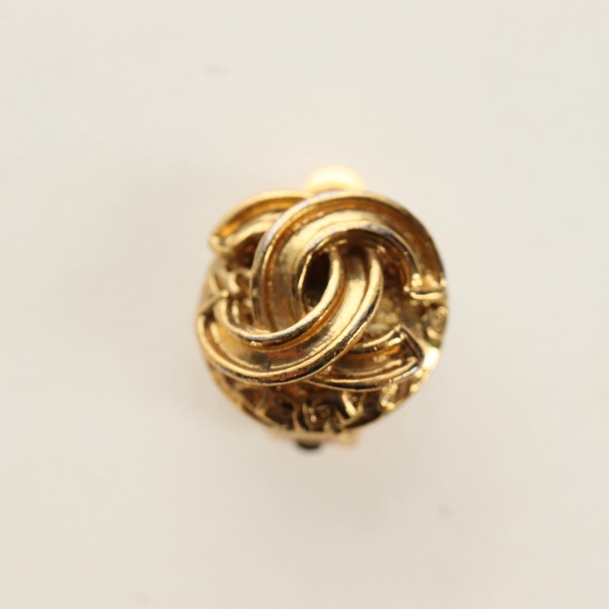 CHANEL COCO Mark Earring Metal Gold Tone CC Auth 188624M
