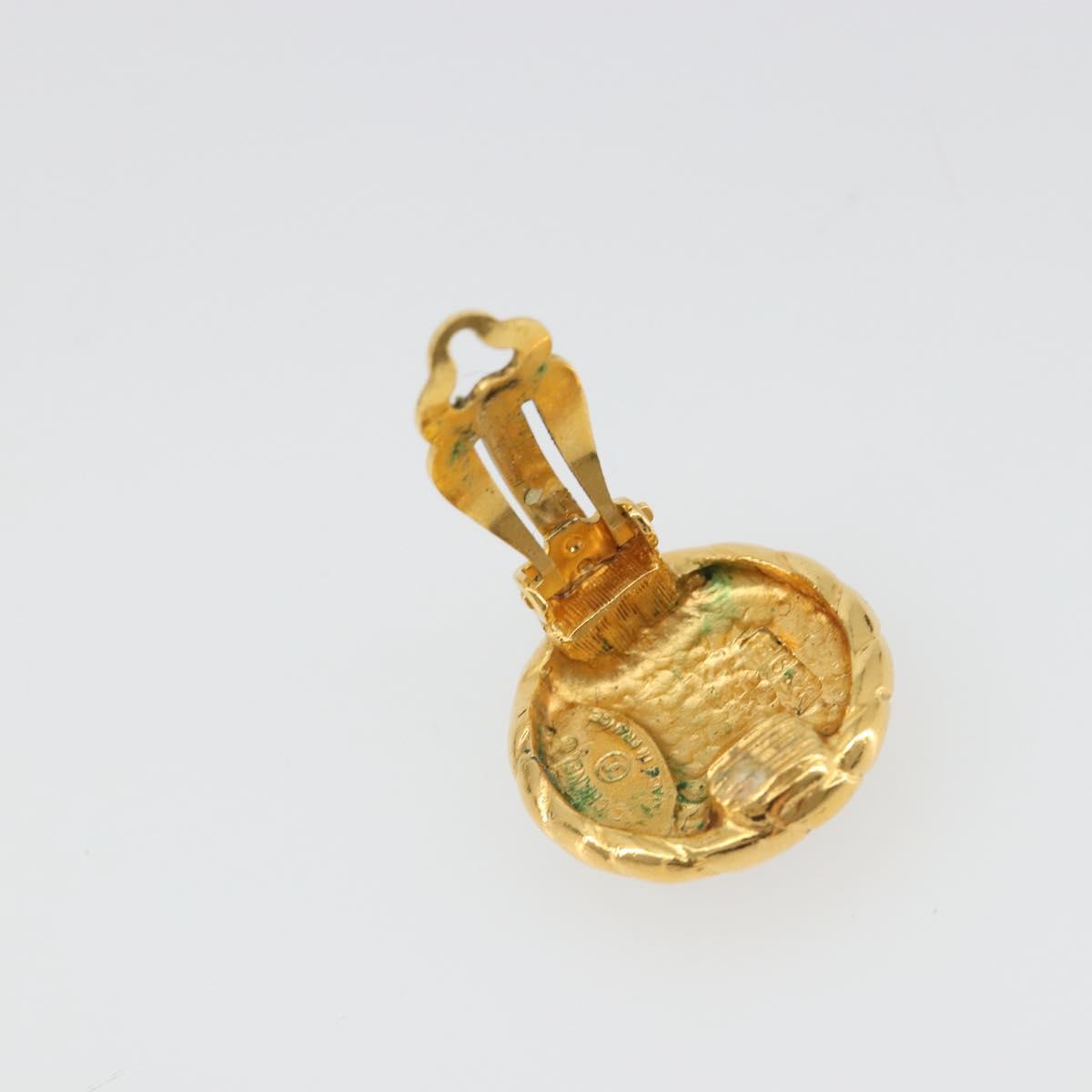 CHANEL COCO Mark Earring Metal Gold Tone CC Auth 188625M