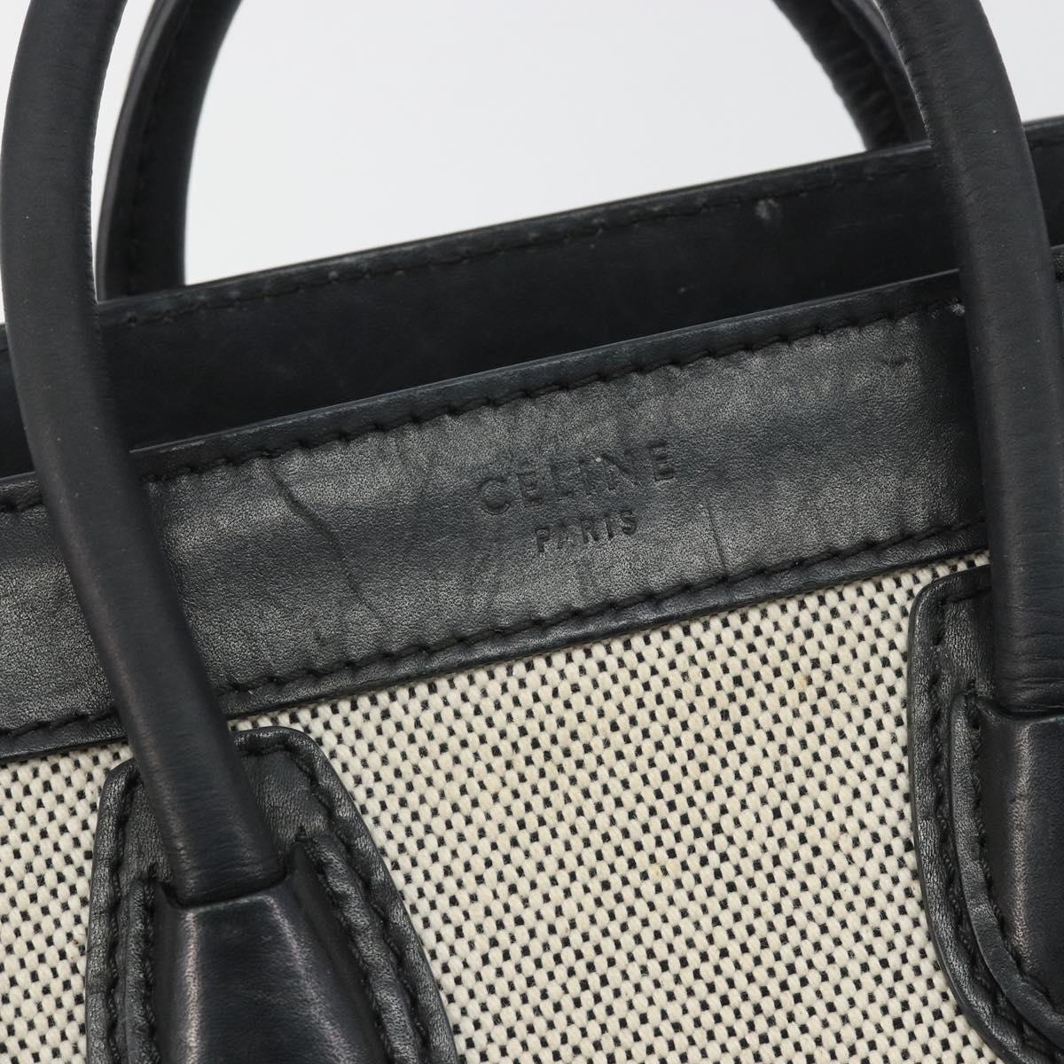 CELINE Luggage Nano Shopper Hand Bag Canvas Leather 2way Gray Gold Auth 188633A