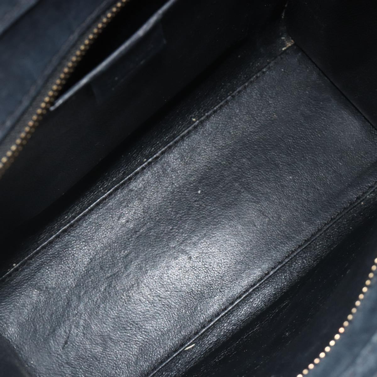CELINE Luggage Nano Shopper Hand Bag Canvas Leather 2way Gray Gold Auth 188633A