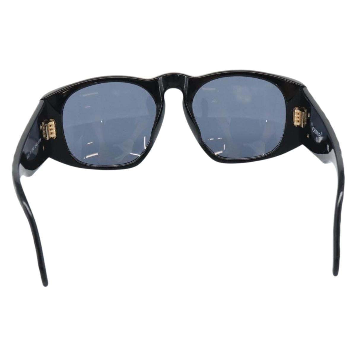 CHANEL COCO Mark Sunglasses plastic Black CC Auth 188635M