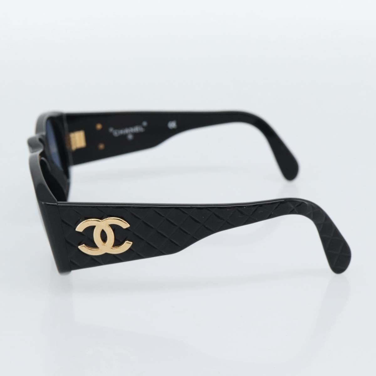 CHANEL COCO Mark Sunglasses plastic Black CC Auth 188635M