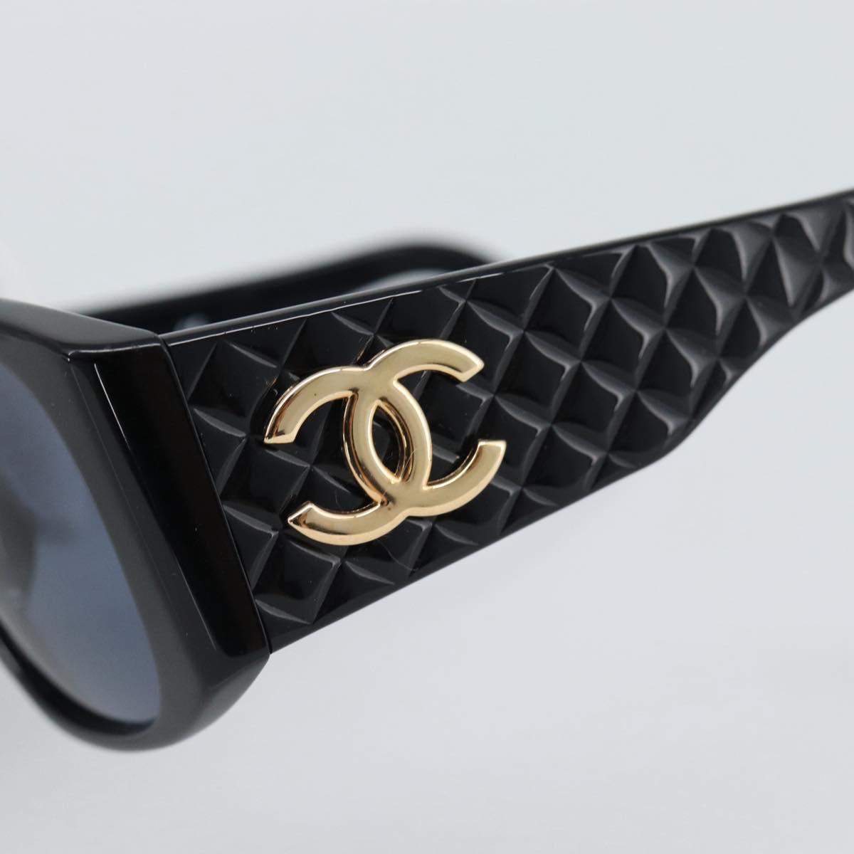 CHANEL COCO Mark Sunglasses plastic Black CC Auth 188635M