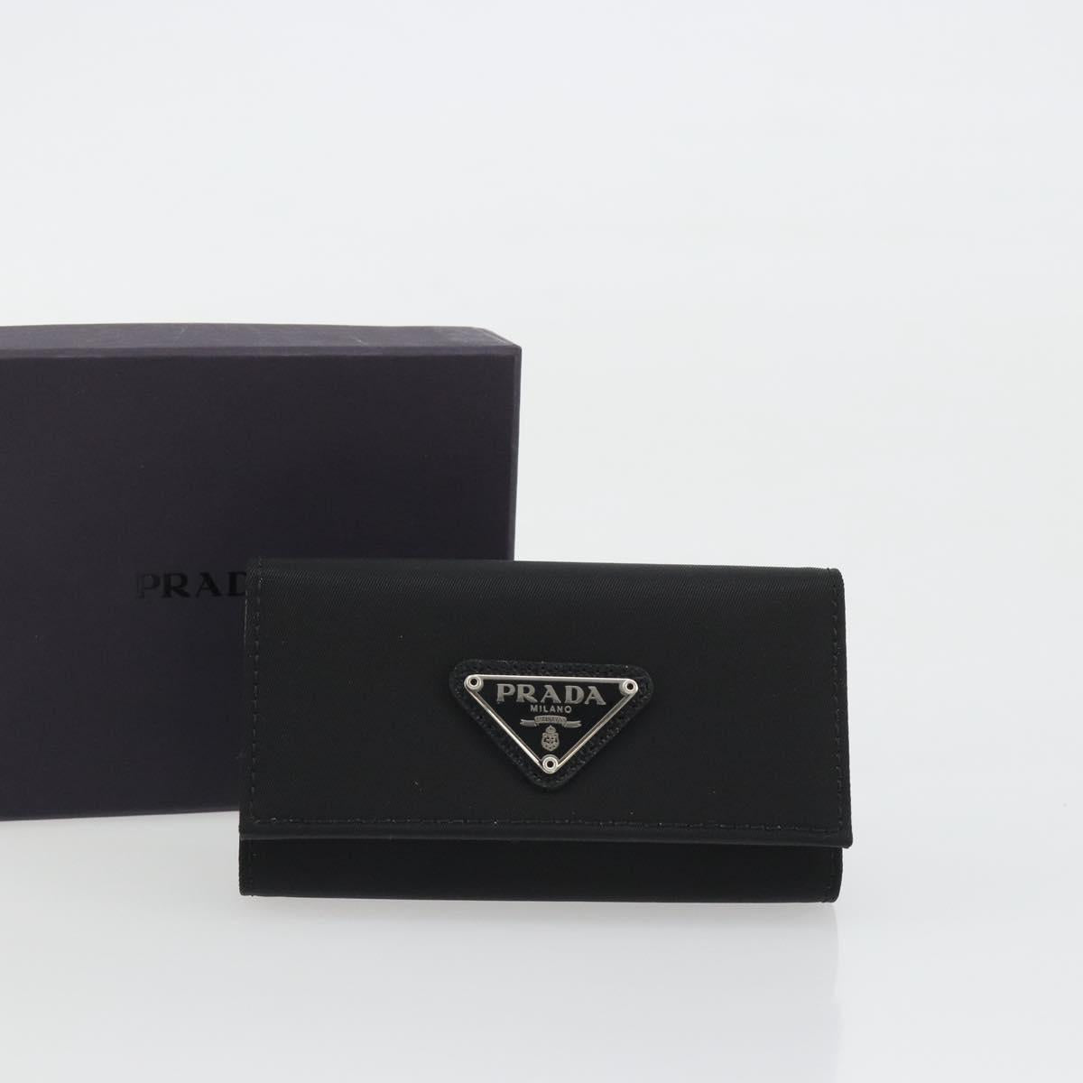 PRADA Key Case Nylon Black Black Auth 188658A