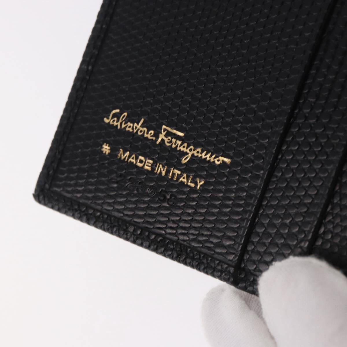Salvatore Ferragamo Vala Long Wallet Leather Black Gold Auth 188659A