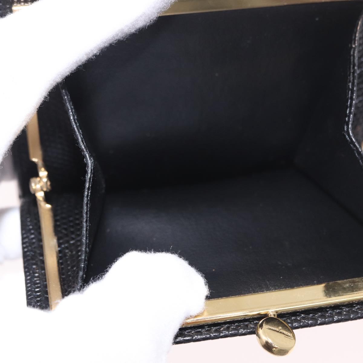 Salvatore Ferragamo Vala Long Wallet Leather Black Gold Auth 188659A