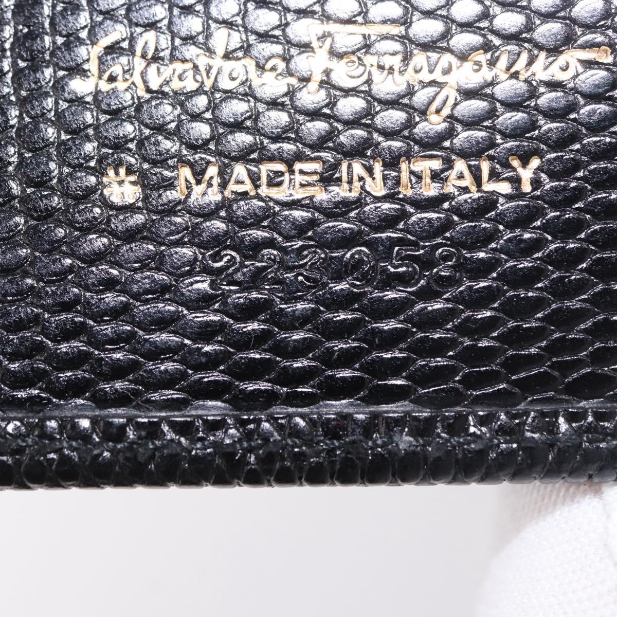 Salvatore Ferragamo Vala Long Wallet Leather Black Gold Auth 188659A