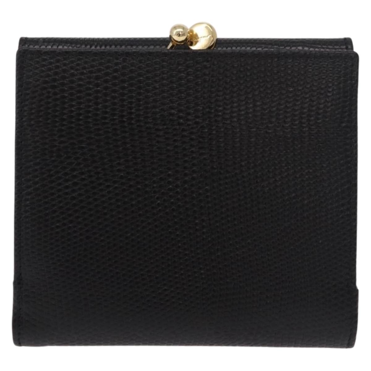 Salvatore Ferragamo Vala Long Wallet Leather Black Gold Auth 188659A