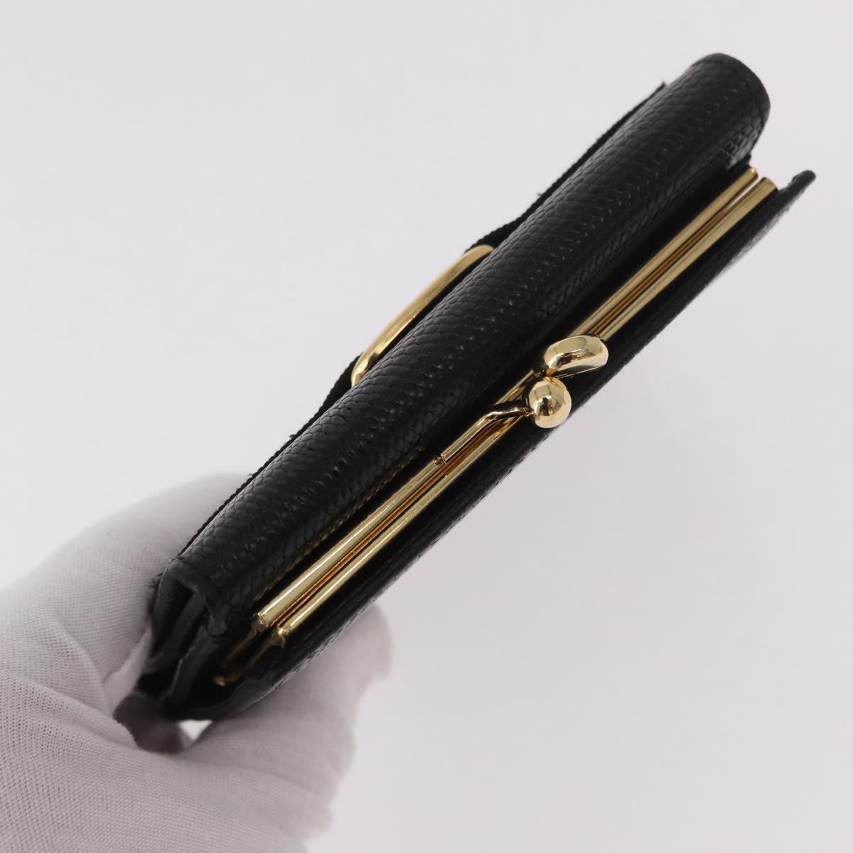 Salvatore Ferragamo Vala Long Wallet Leather Black Gold Auth 188659A