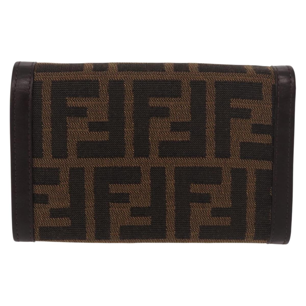 FENDI Zucca Canvas Long Wallet Black Brown Auth 188660A