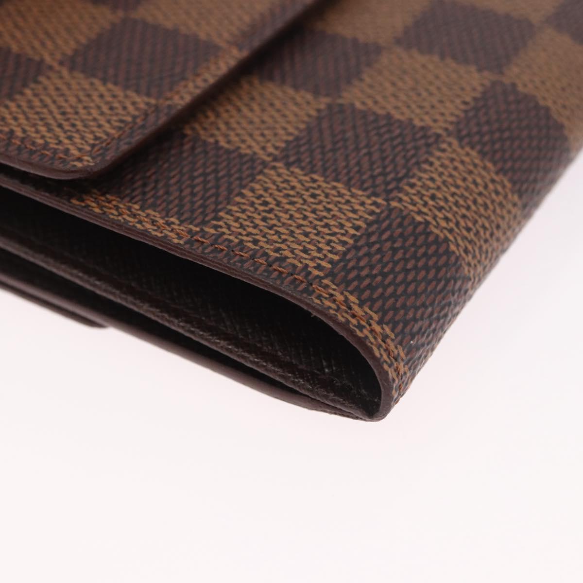 LOUIS VUITTON Damier Ebene Porte Monnaie Billets Cartes Credit Auth 188672A