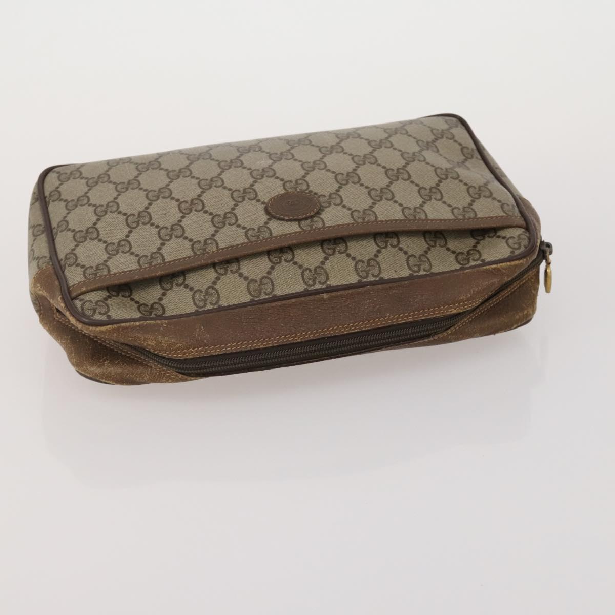 GUCCI GG Supreme GG Canvas Web Sherry Line Bag PVC 4 Set Beige Auth 188688
