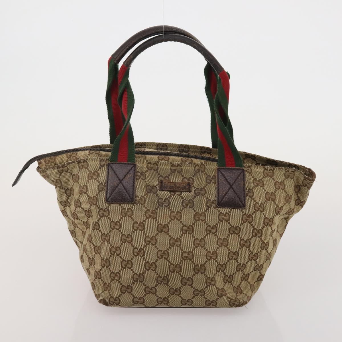 GUCCI GG Supreme GG Canvas Web Sherry Line Bag PVC 4 Set Beige Auth 188688